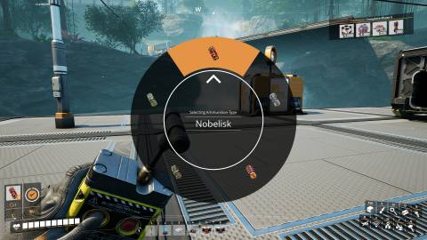 Ammo selection wheel for the Nobelisk Detonator in Satisfactory