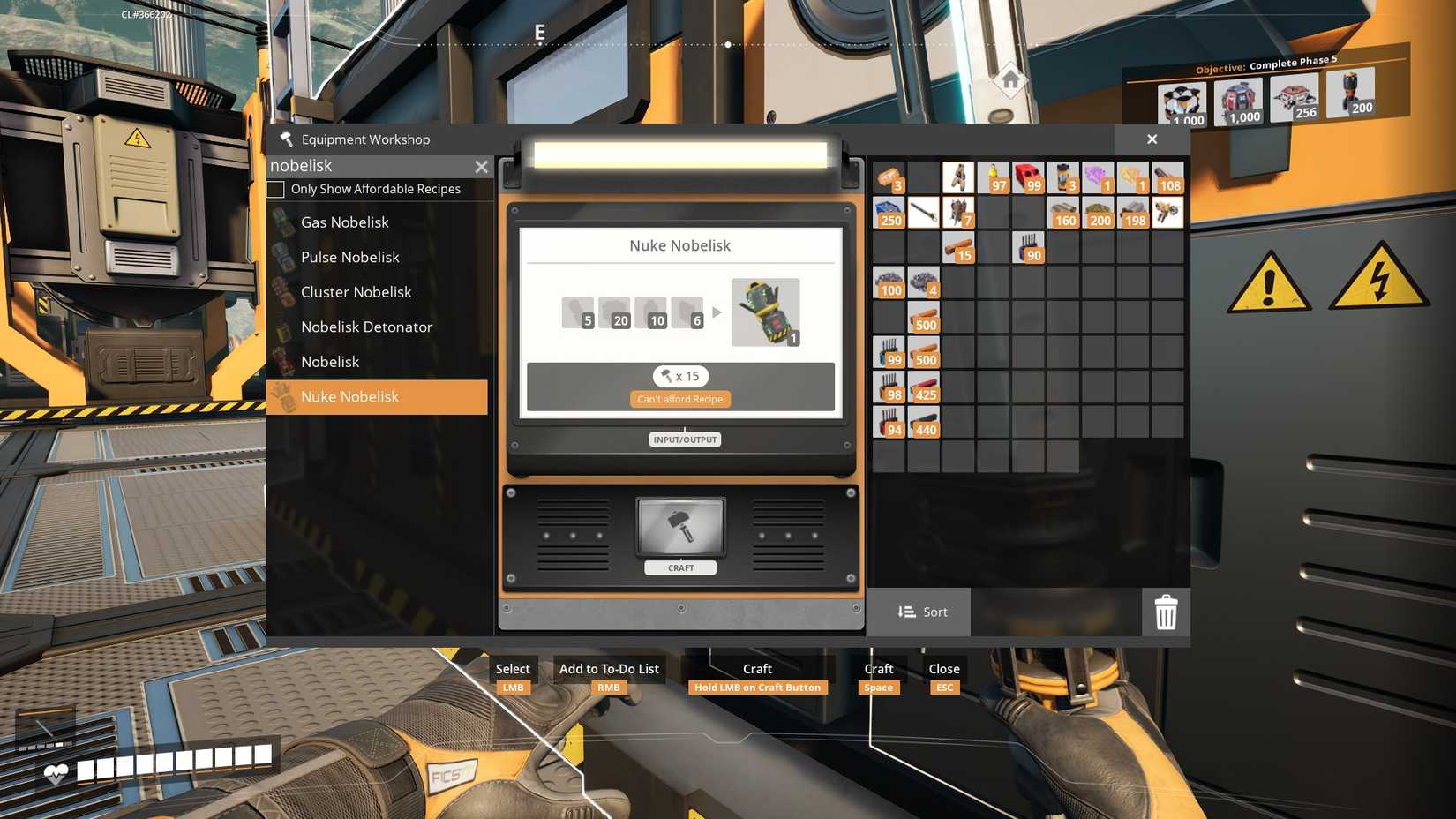 Nuke Nobelisk in Satisfactory's Gear Workbench