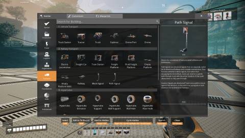 Transport tabi in Satisfactory build menu