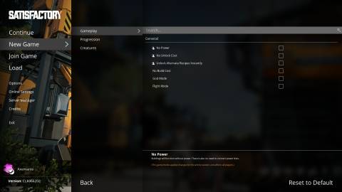 Advanced Options in Satisfactory