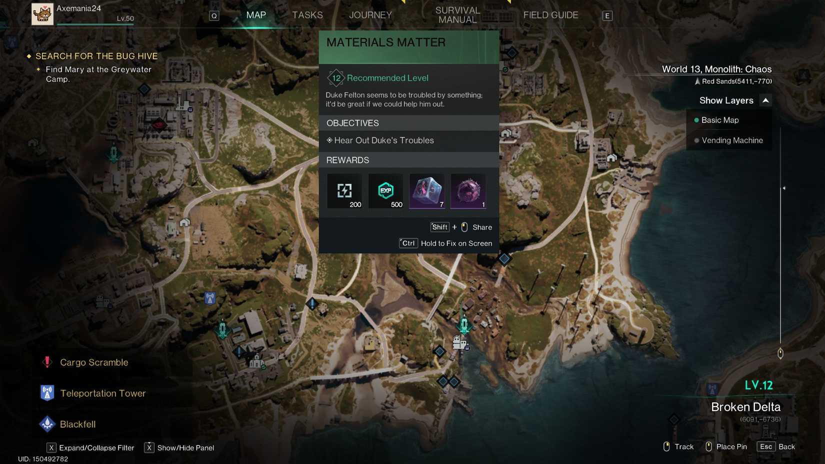 Starting location of the Materials Matter quest in Once Human