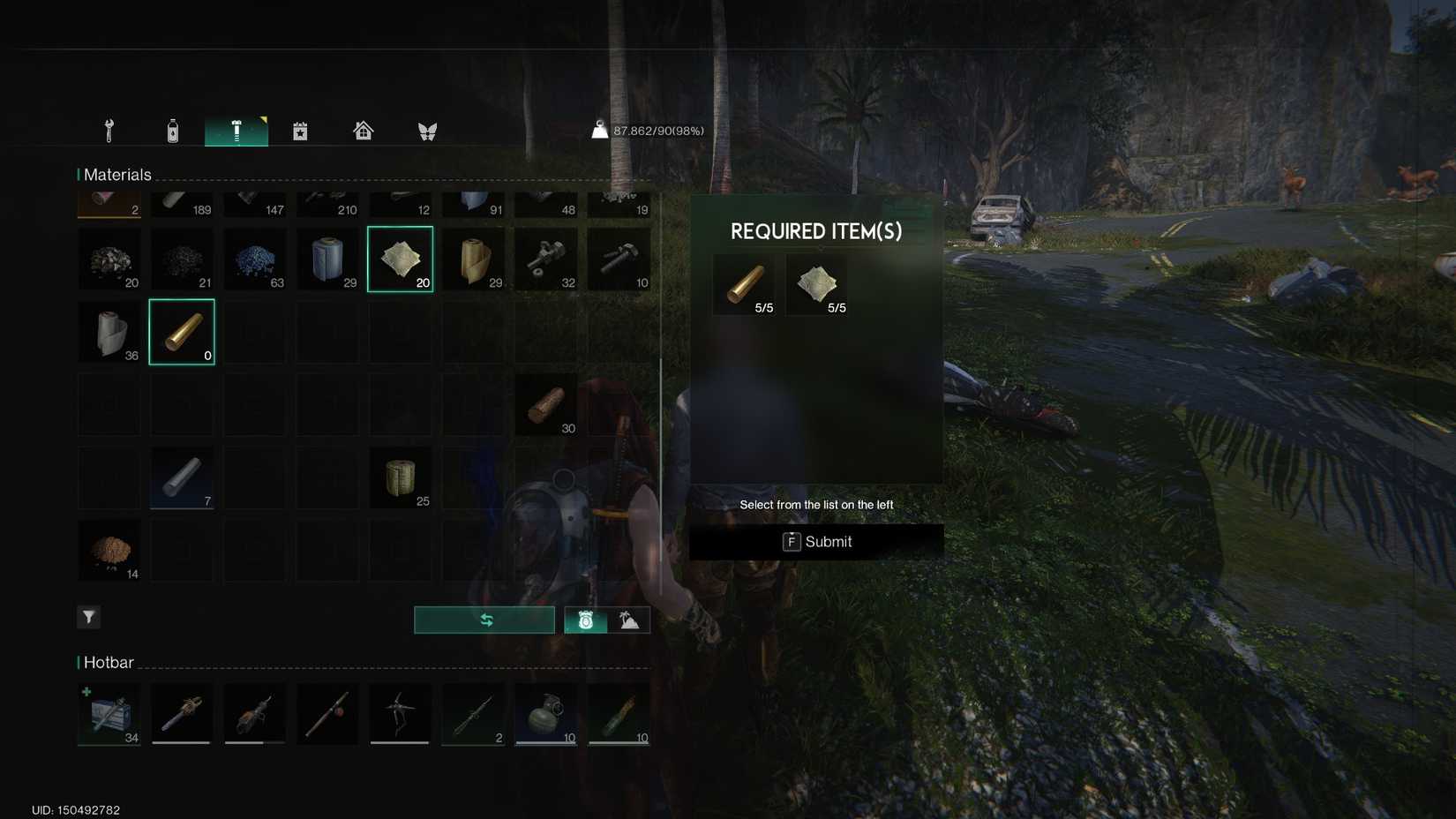 Turning in items for the Materials Matter quest in Once Human