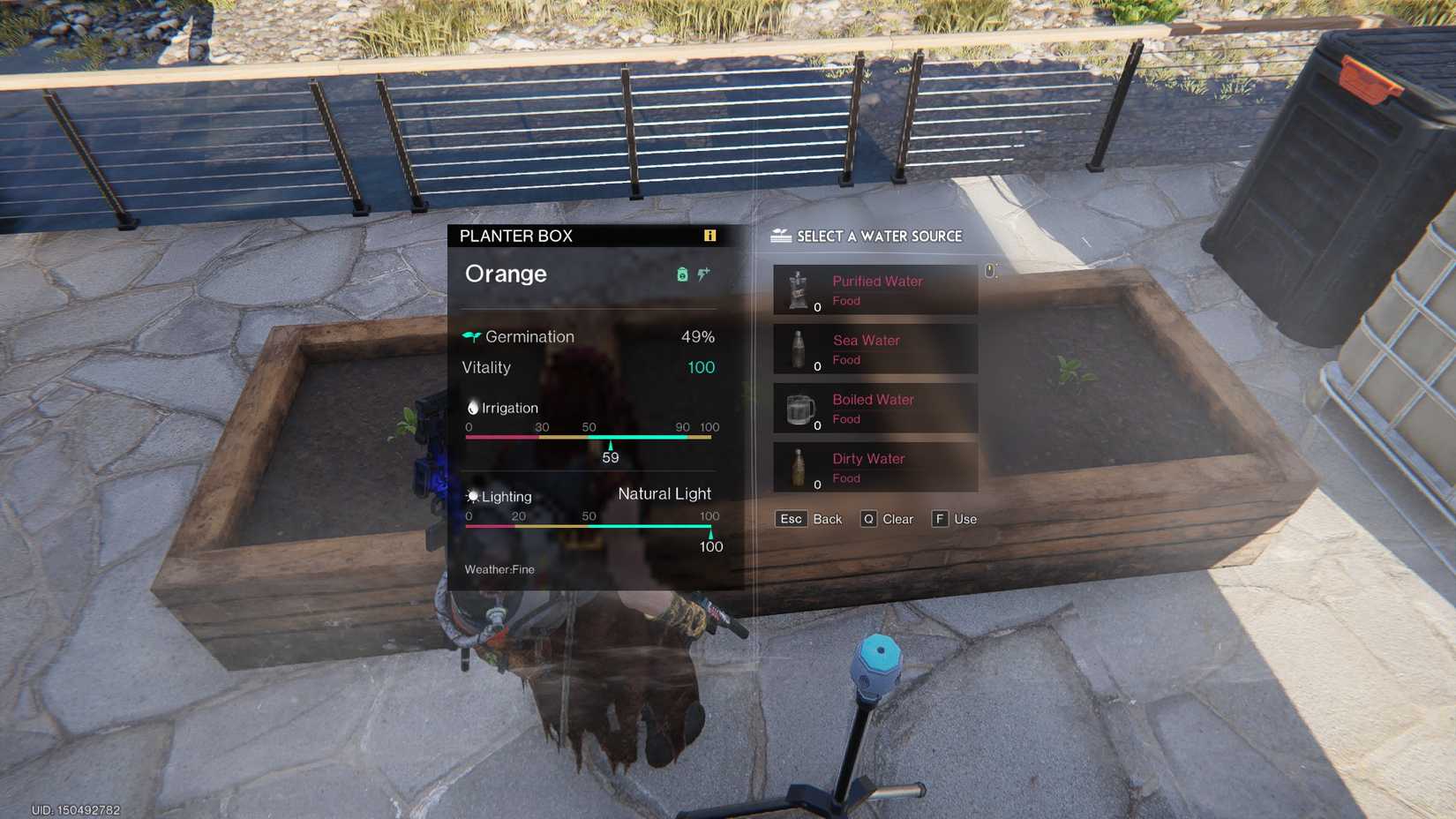 An orange plant's irrigation requirements in Once Human