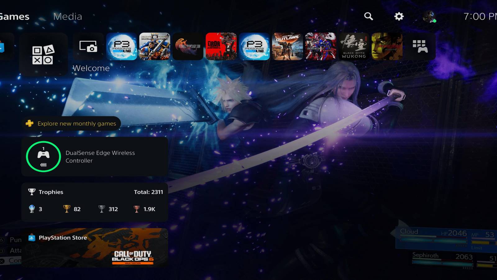 Cloud & Sephiroth On The PlayStation Welcome Background