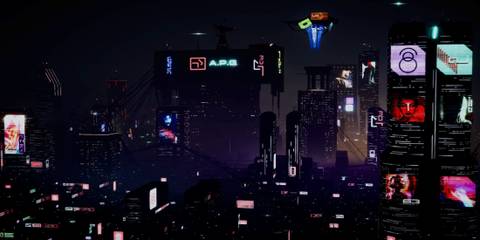 Dystopika city at night