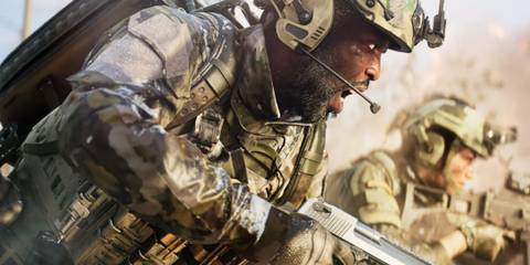 Kimble 'Irish' Graves, a specialist from Battlefield 2042, seen in intense combat gear, ready for action.