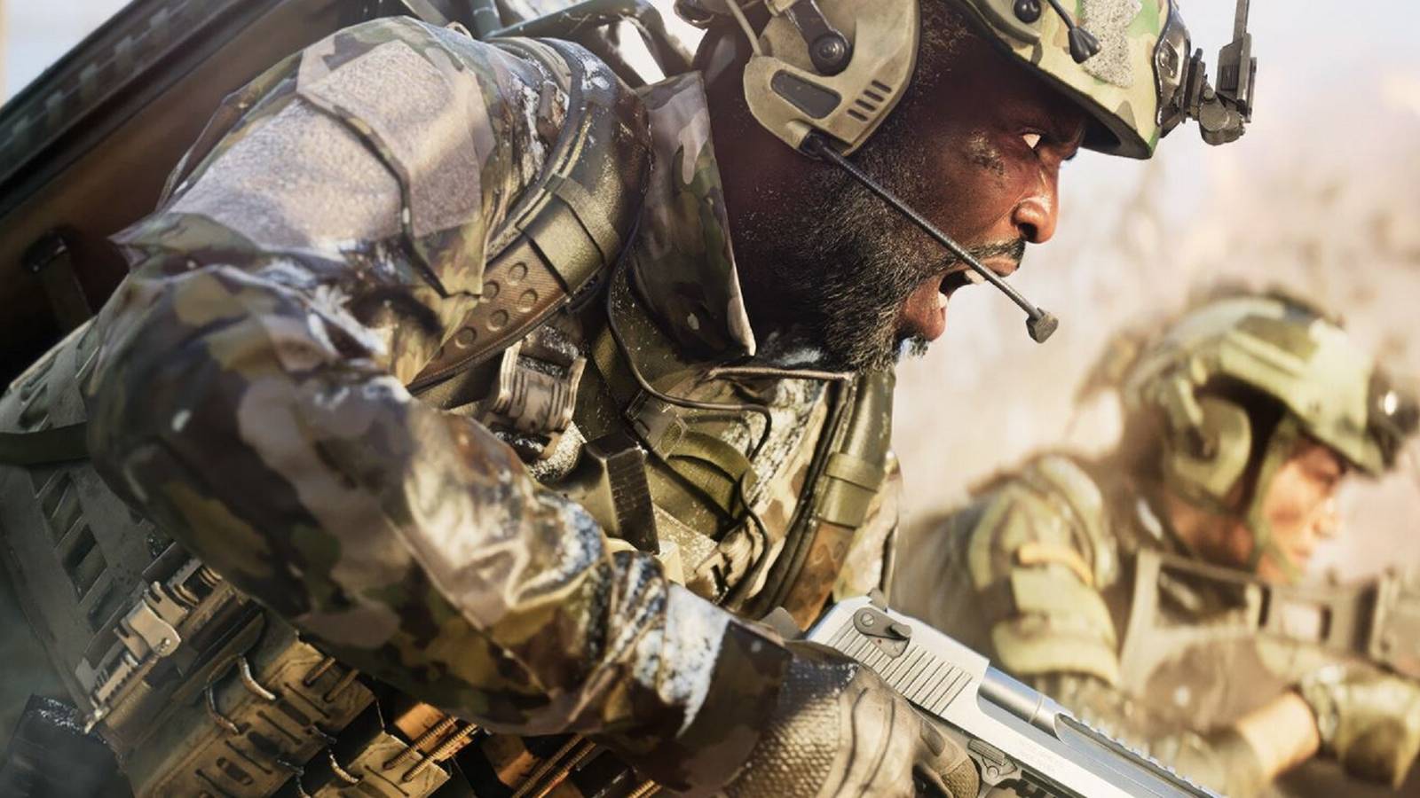 Kimble 'Irish' Graves, a specialist from Battlefield 2042, seen in intense combat gear, ready for action.