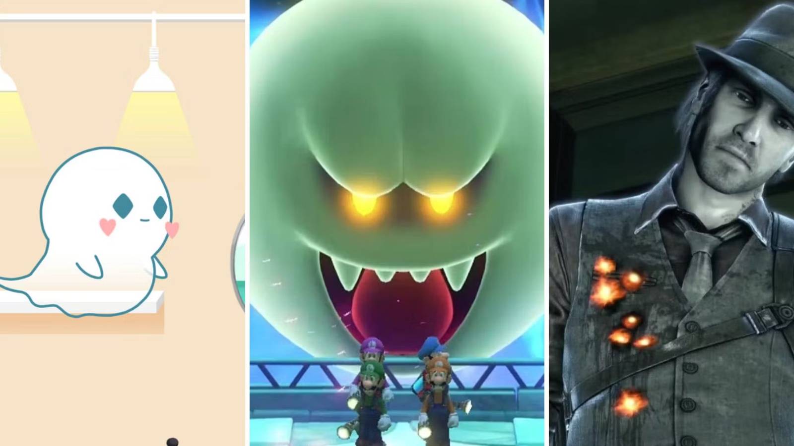 A grid showing the ghost games Love, Ghostie, Luigi’s Mansion 3, and Murdered Soul Suspect