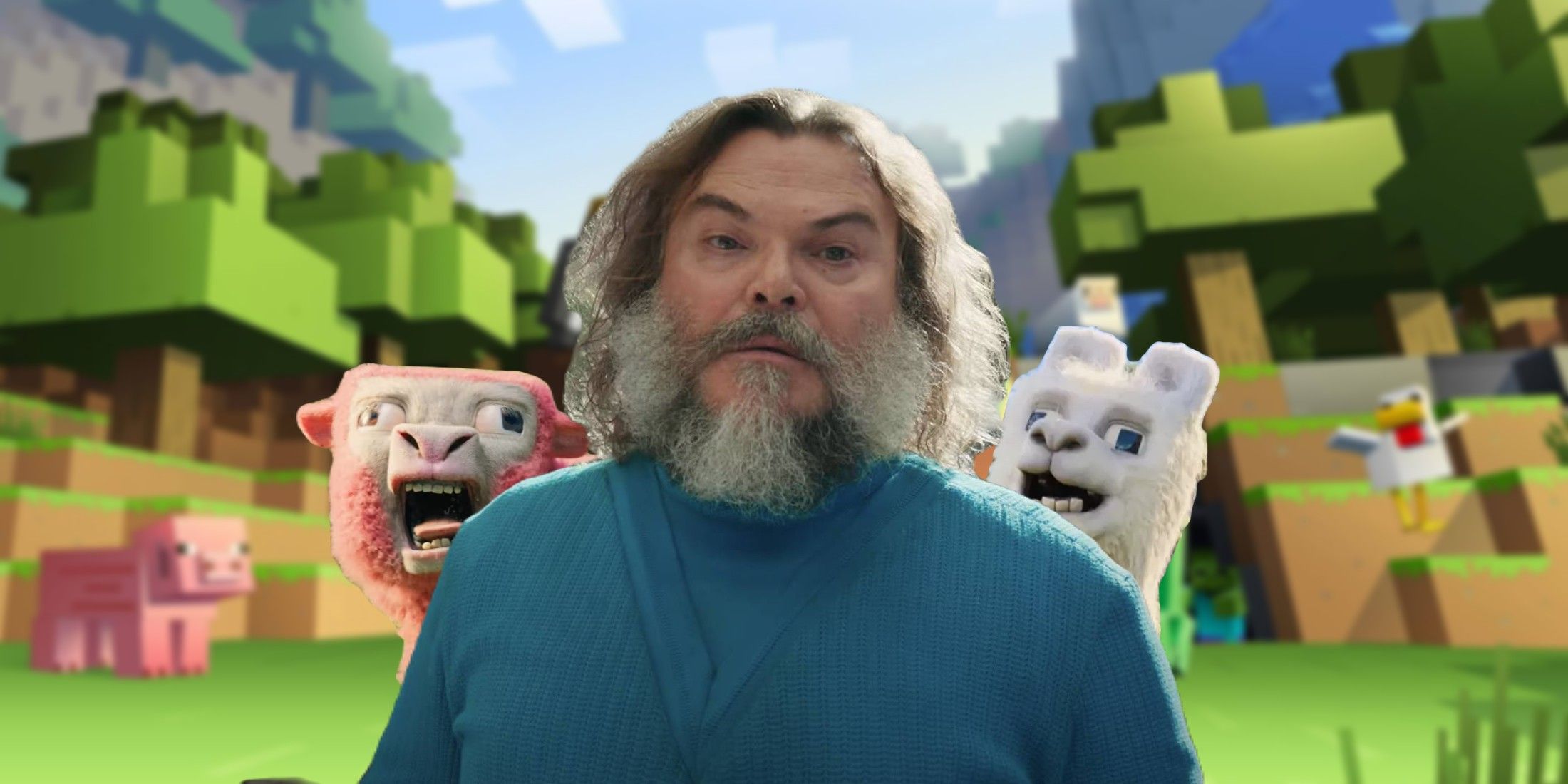 A Minecraft Movie Jack Black Llama Pink Sheep