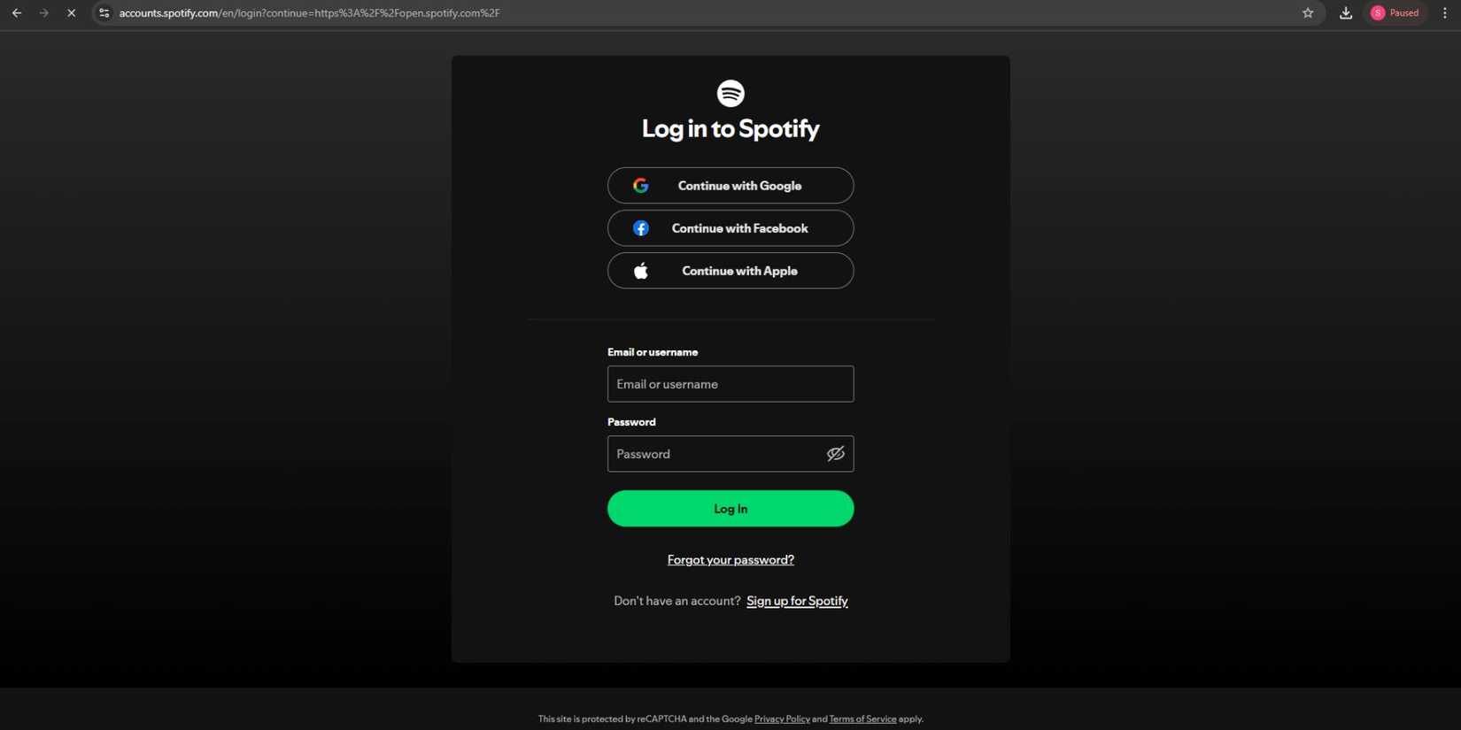 Spotify on Google Chrome
