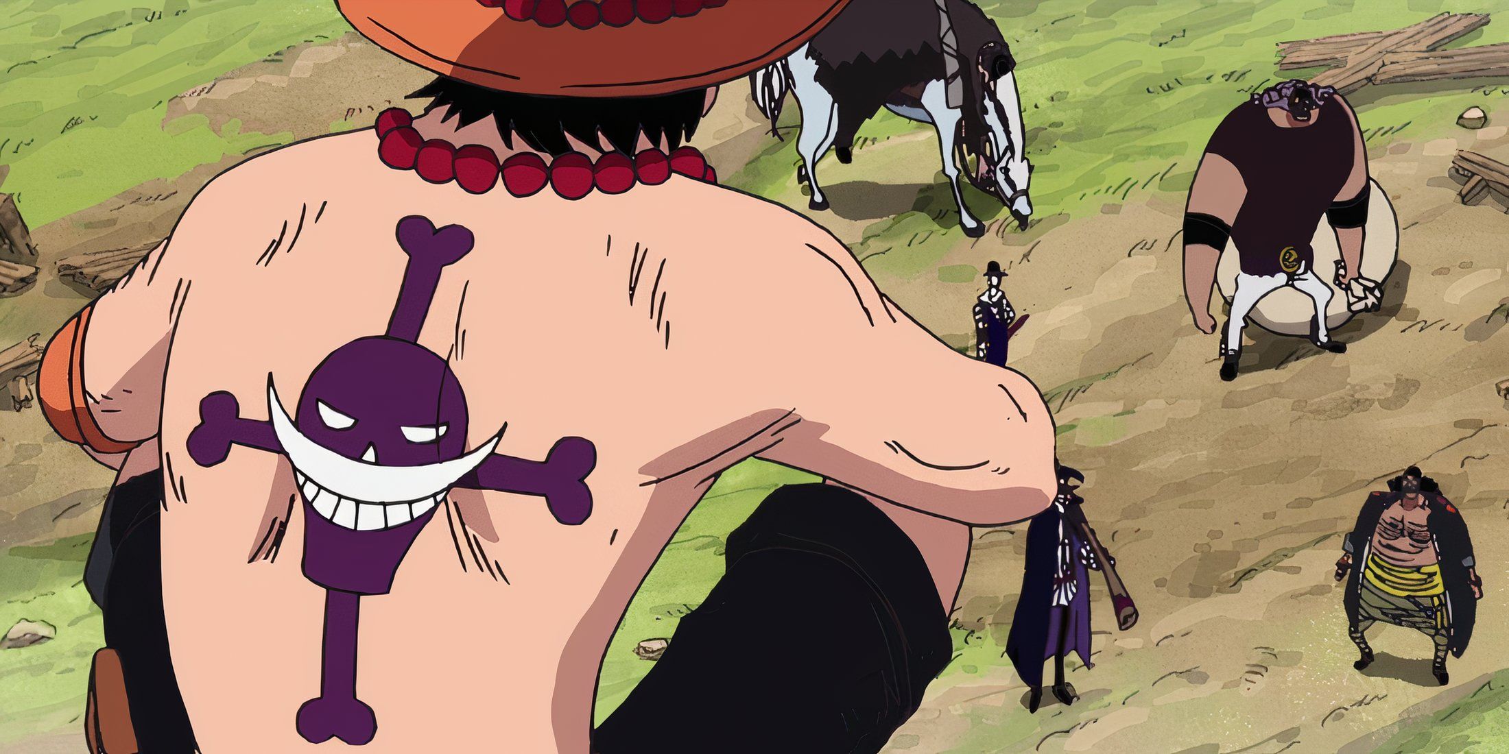 Ace from One Piece looking down at Blackbeard