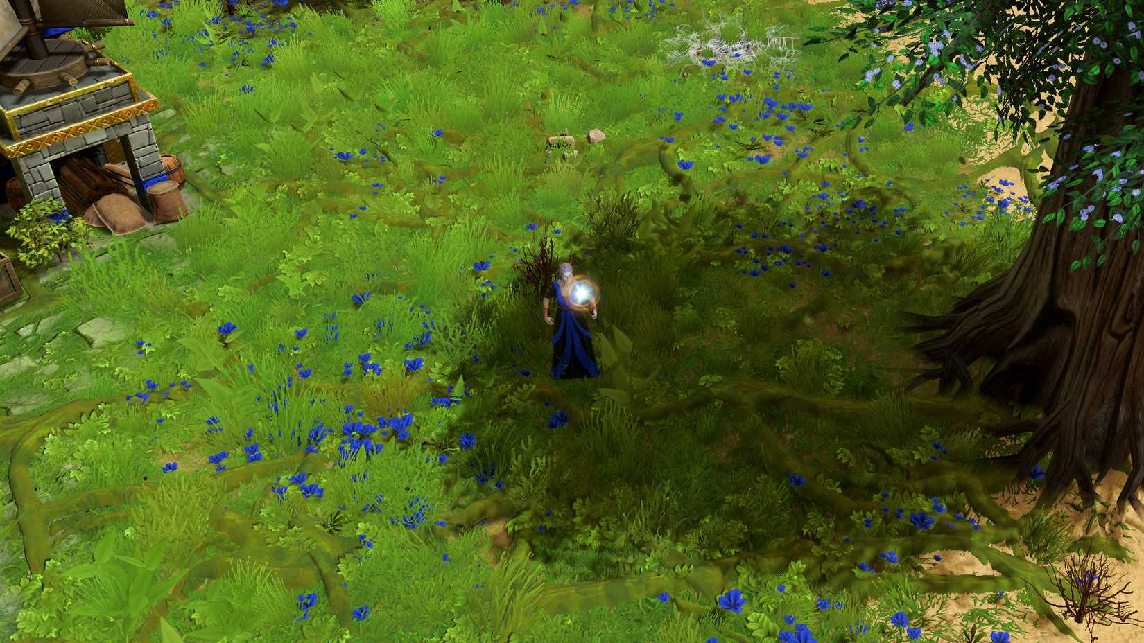 Age of Mythology Retold Atlantean Pantheon: A Lampades summoning magic in a forest.