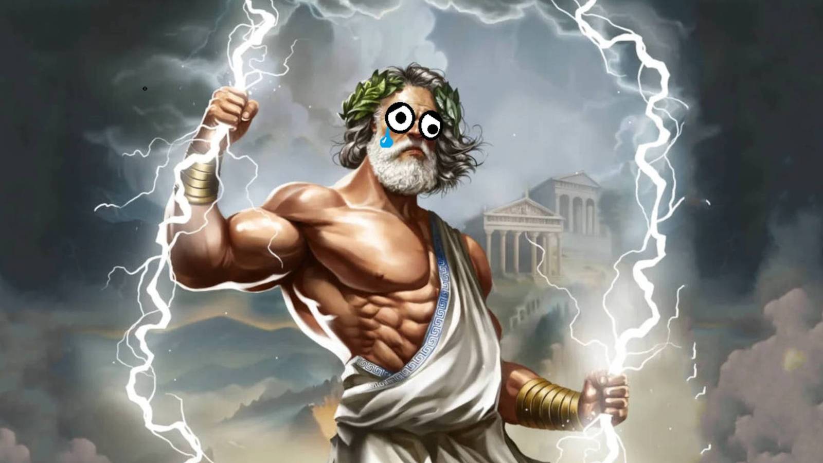 Age of Mythology Retold initialization failed: A very sad looking Zeus wielding lightning.