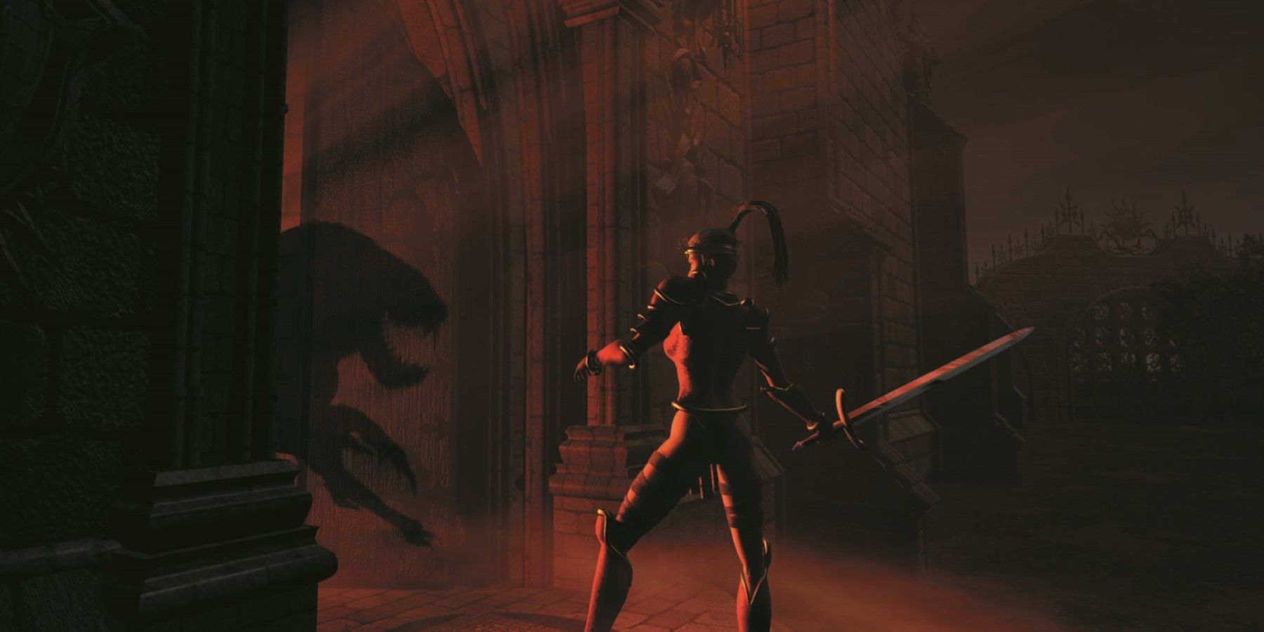 An Armored Figure Is Sillouetted Against A Hellish Glow In Diablo 2