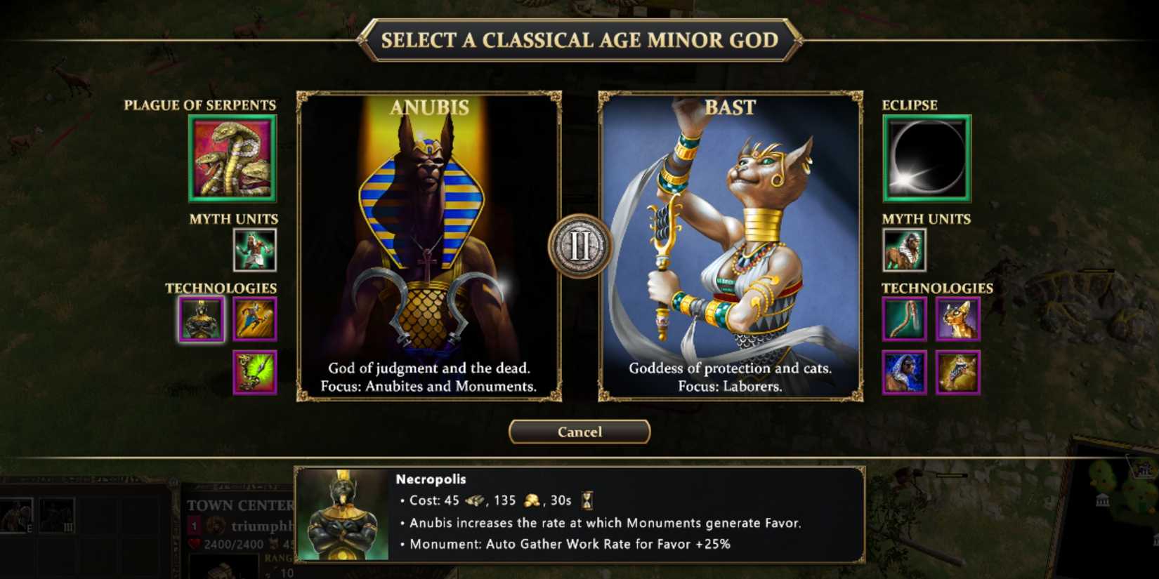 anubis minor god age of mythology