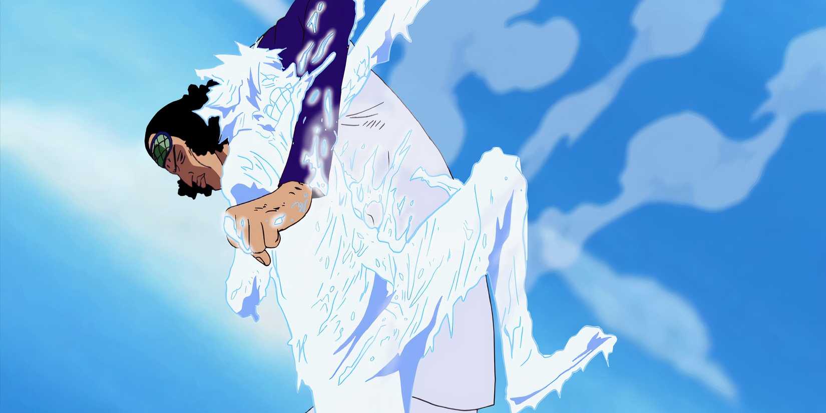 Aokiji from One Piece freezing Luffy