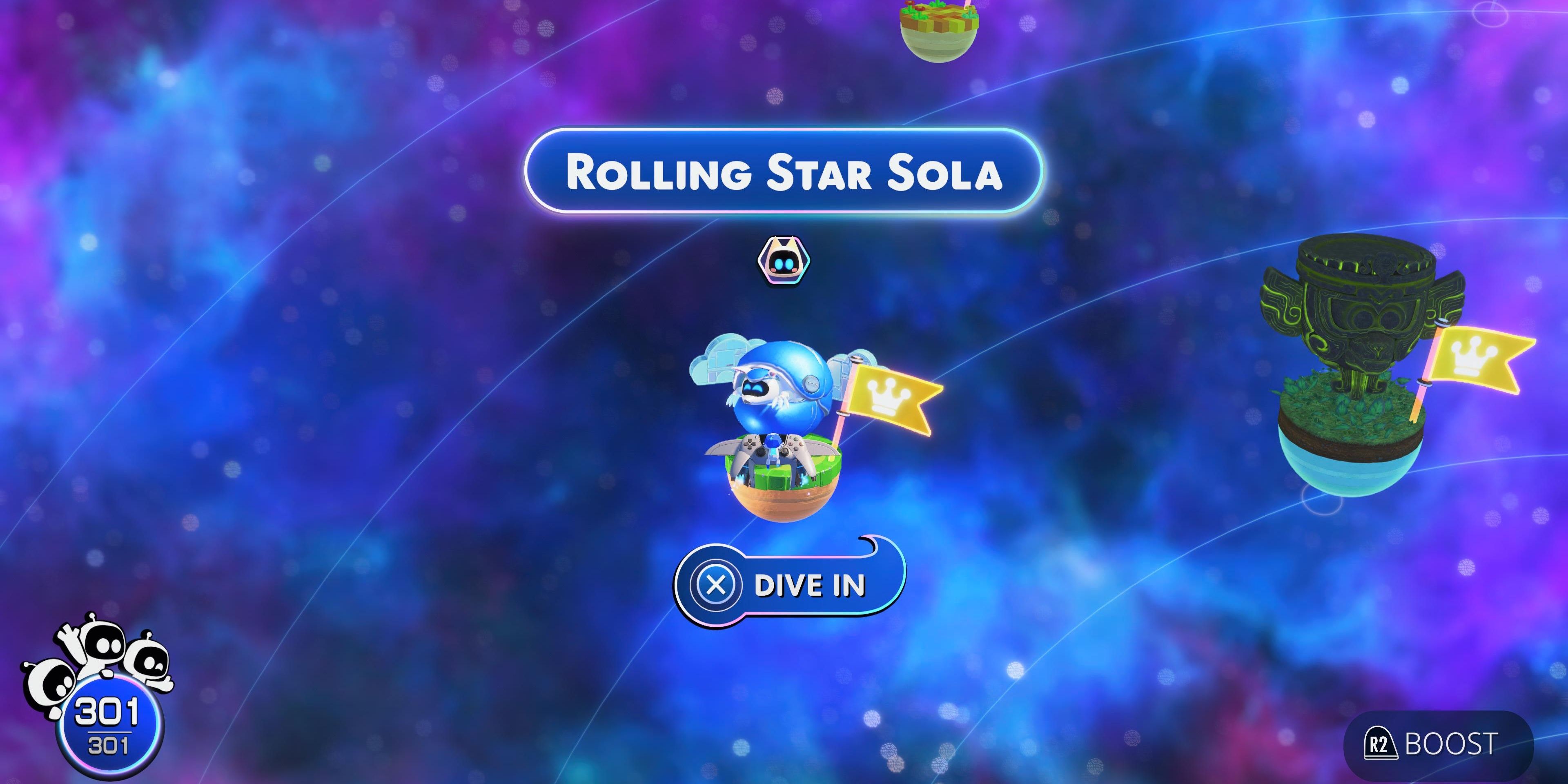 Rolling Star Sola Planet in Astro Bot