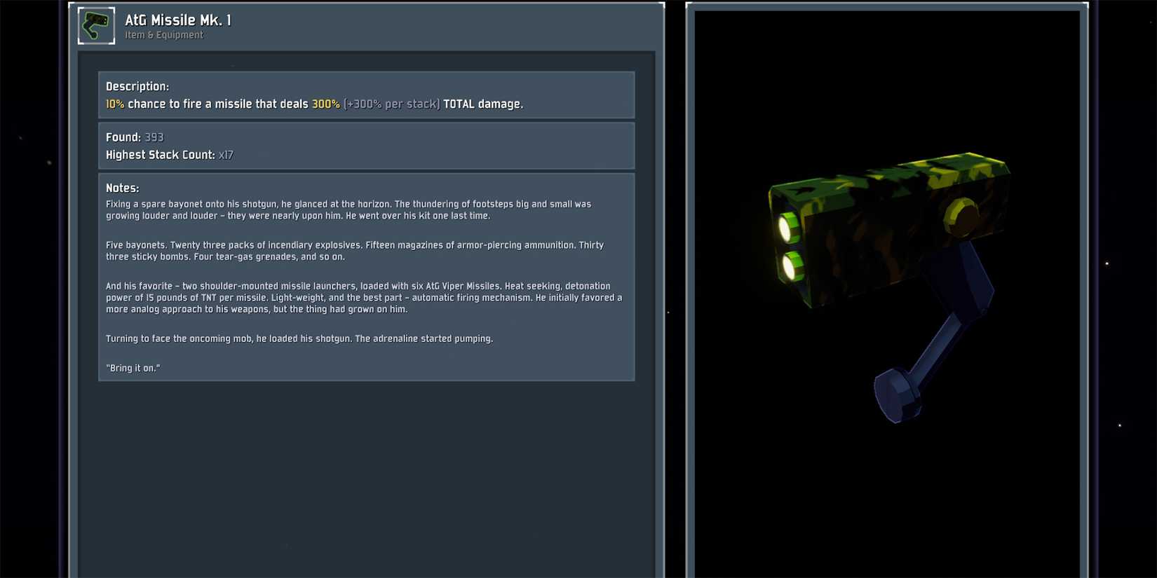 AtG Missile Mk. 1, best green items in risk of rain 2
