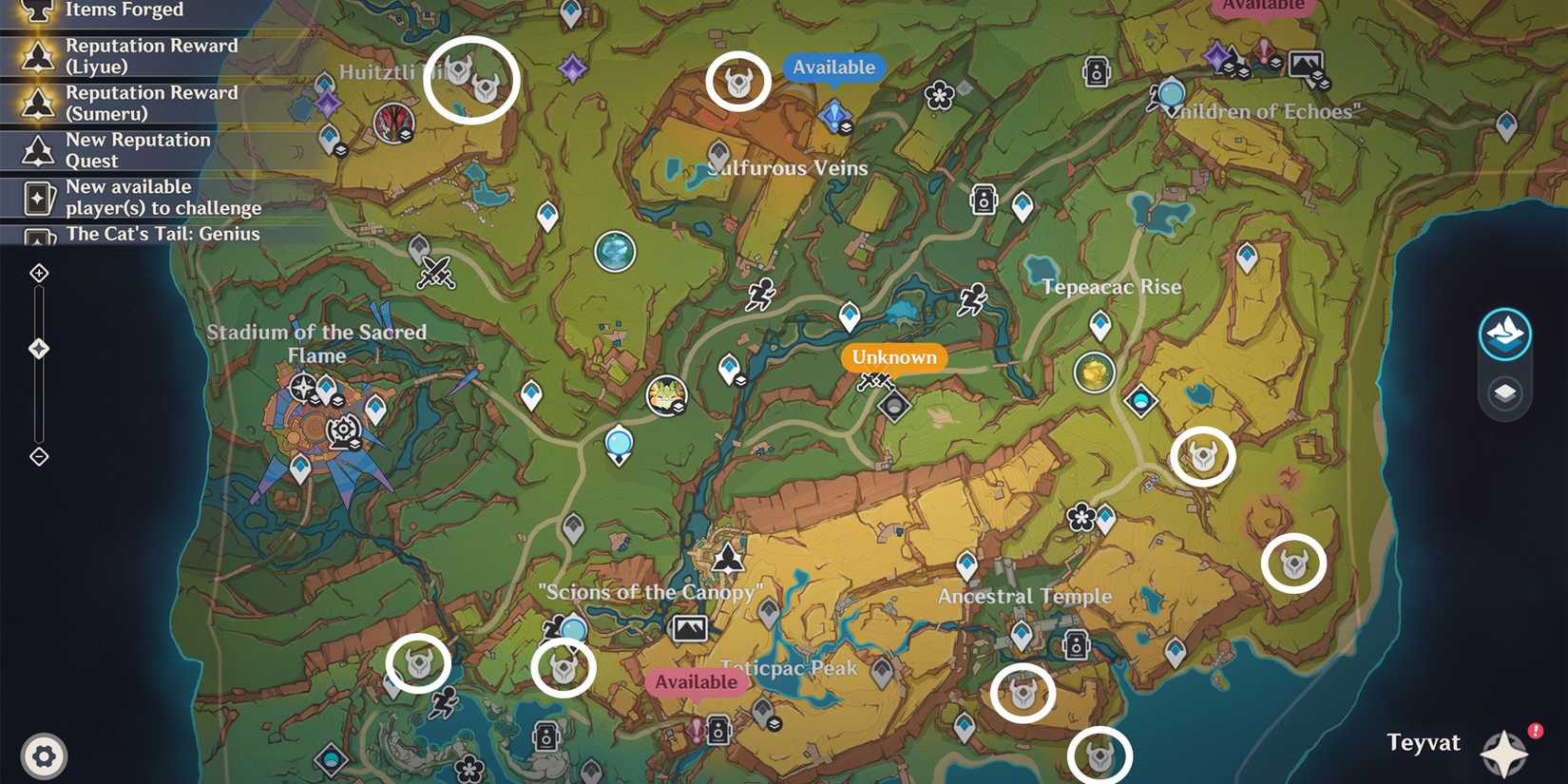 avatars of lava locations farming route interactive map in genshin impact Ignited Stone Seed of Life Seeing Eye