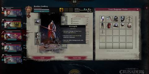 Band of Crusaders crusader party management screenshot