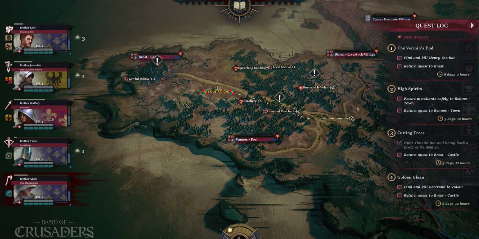 Band of Crusaders overworld map screenshot