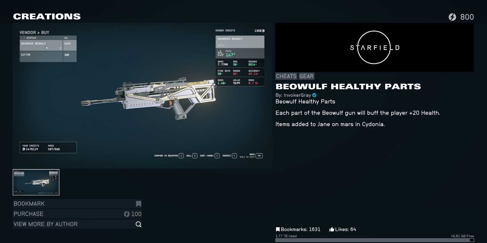 Beowulf Healthy Parts in Starfield