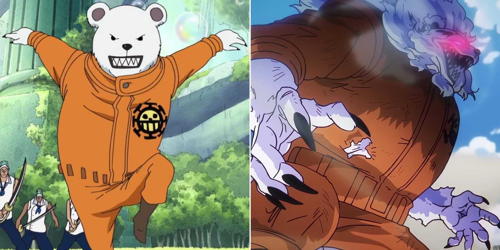 Bepo fighting Marines and Bepo in his Sulong form.