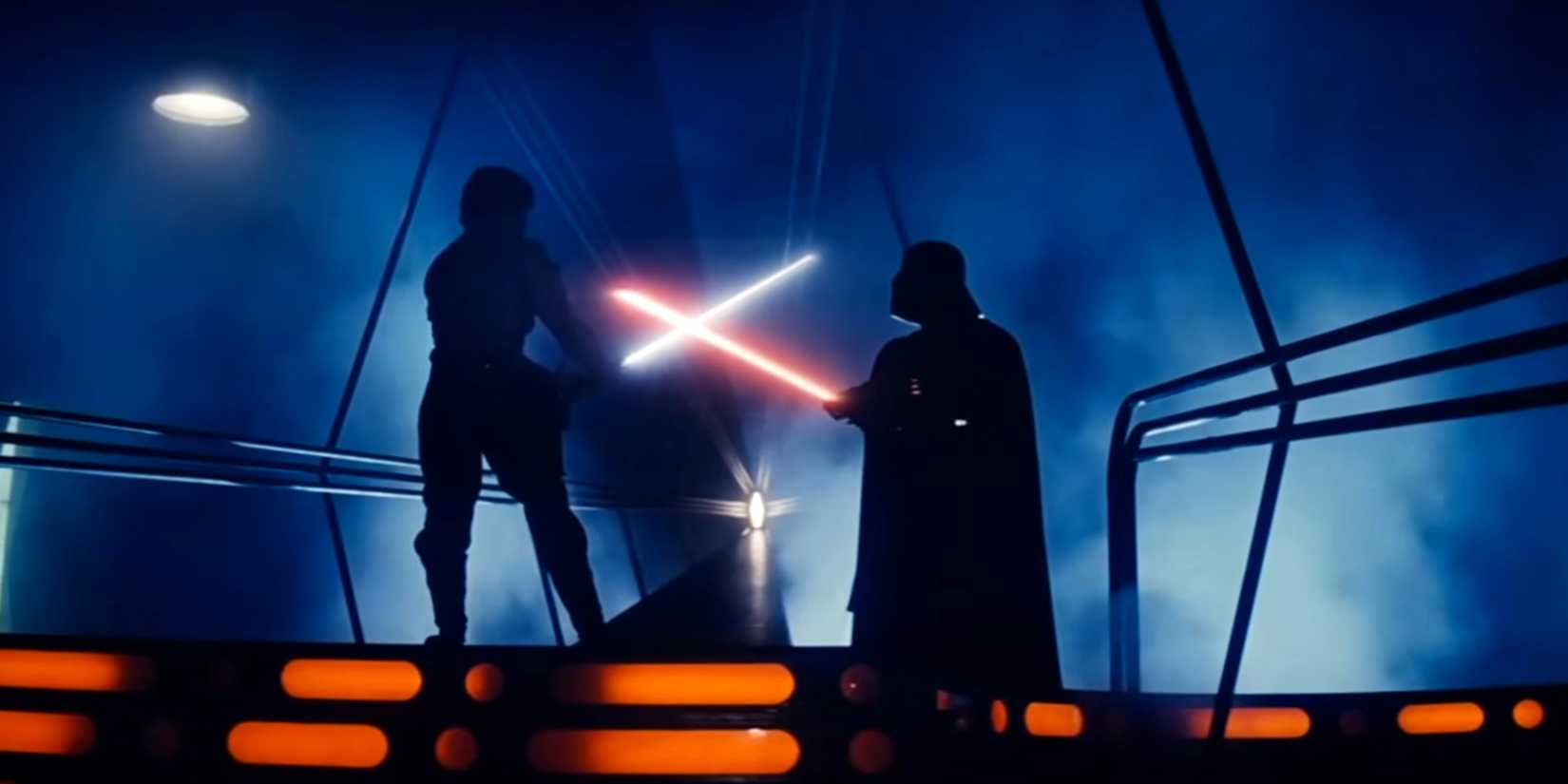 Luke Skywalker battling Darth Vader on Bespin in Star Wars: The Empire Strikes Back