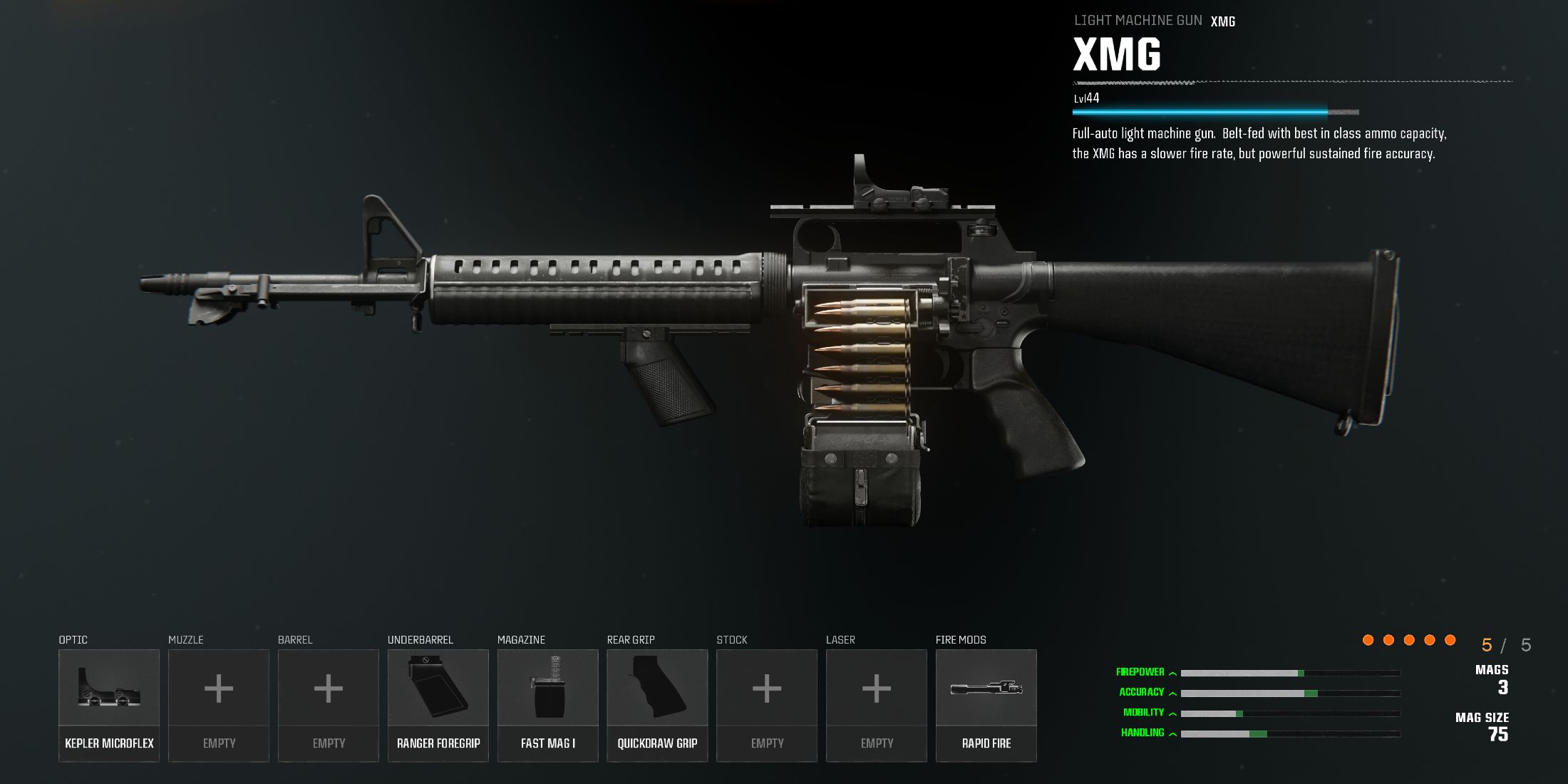 Screenshot showcasing the best build for the XMG in Black Ops 6 