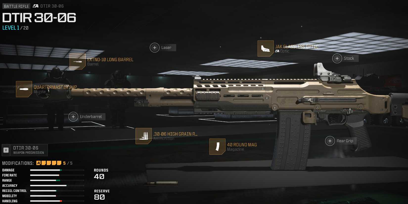 Screenshot showcasing the best DTIR 30-06 build for Warzone 