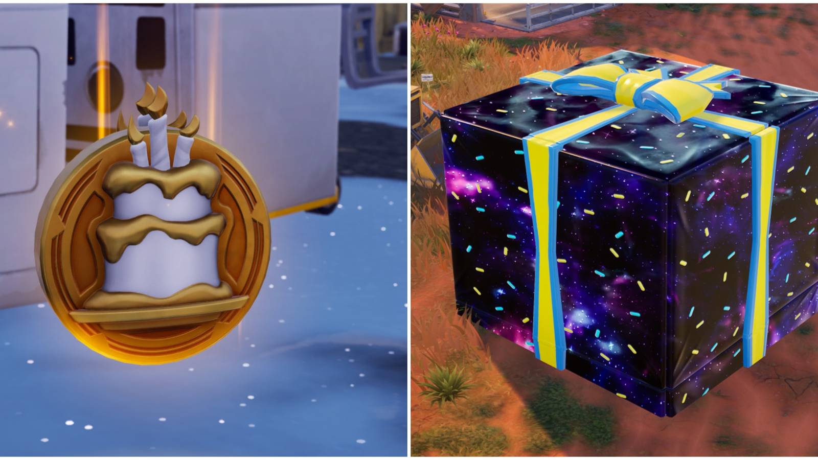 birthday present and medallion fortnite