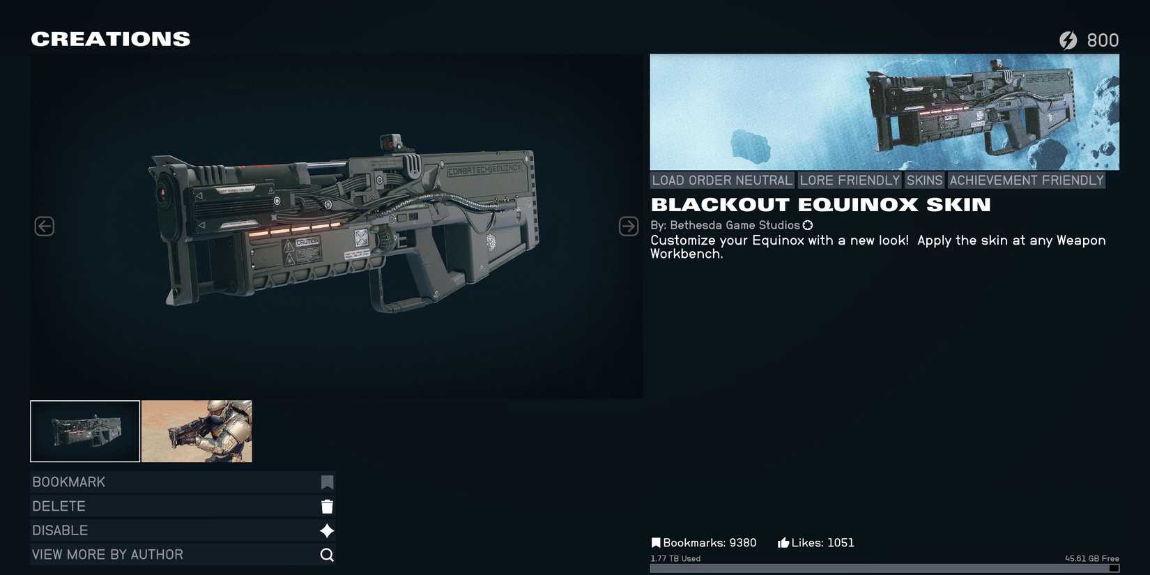 Blackout Equinox Skin in Starfield