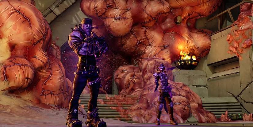 Borderlands 3 Evil Brick Evil Mordecai side by side in arena with steps