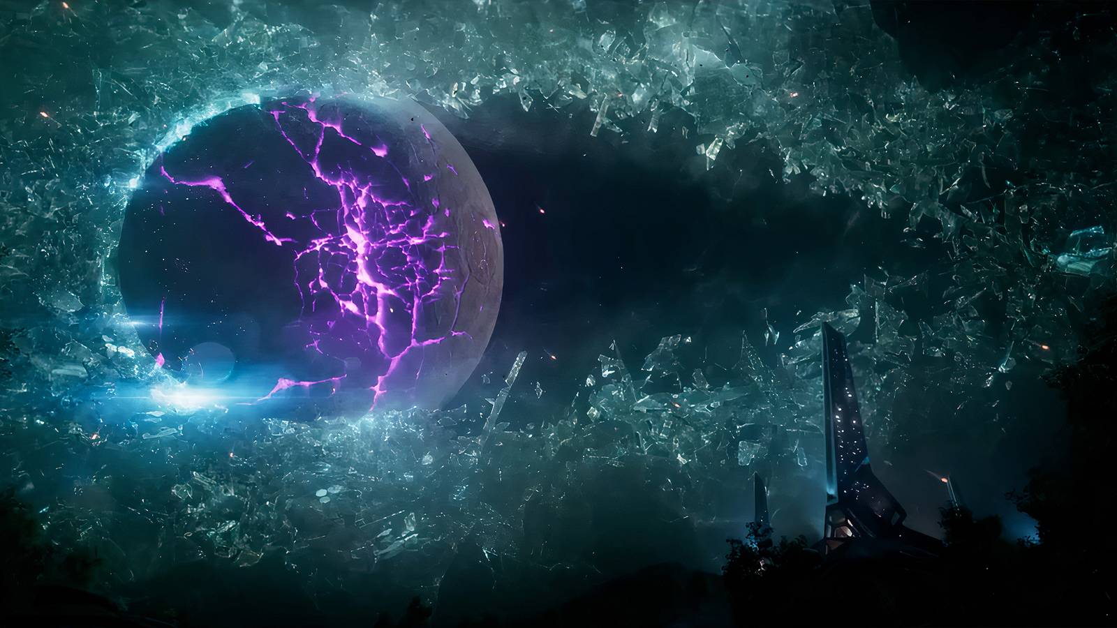 Borderlands 4 moon in dark sky breaking through ice