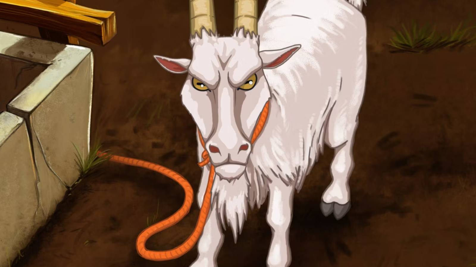 Broken Sword George is confronted by the goat