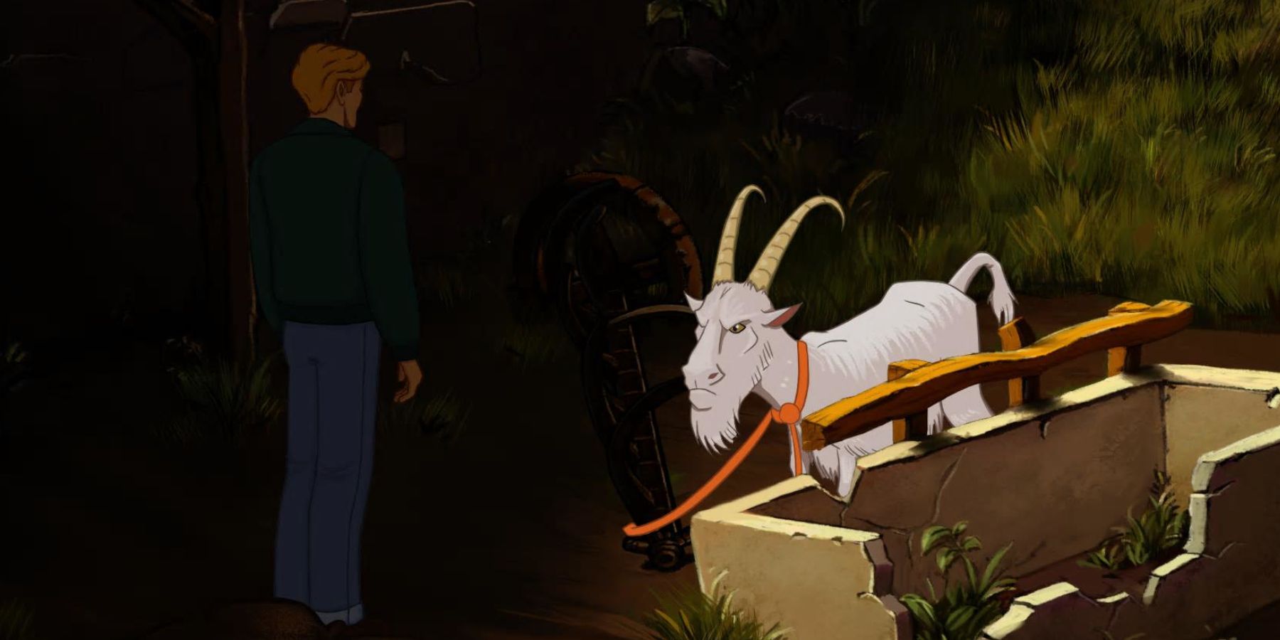 Broken Sword George tangles the goat on the plough