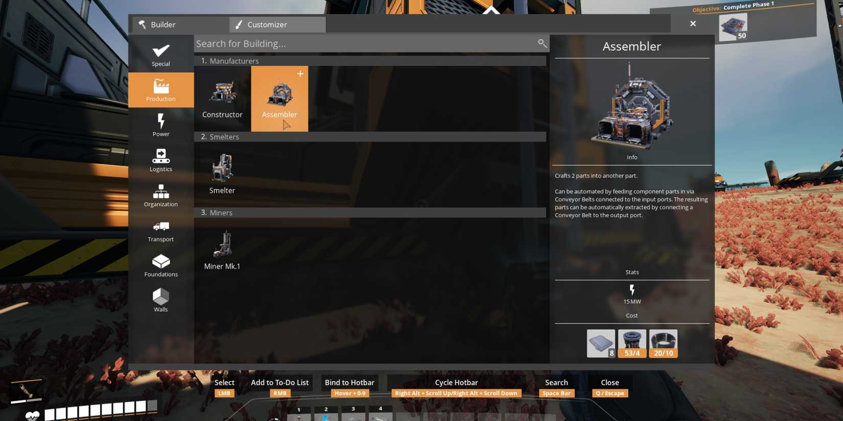 building an assemlber in satisfactory