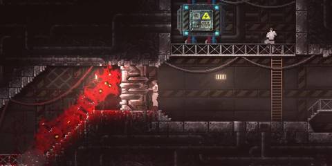 the monster busting through a door