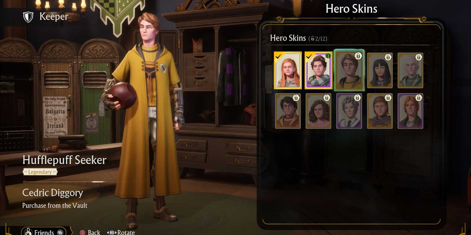 Cedric Diggory Hufflepuff Seeker hero skin in Quidditch Champions