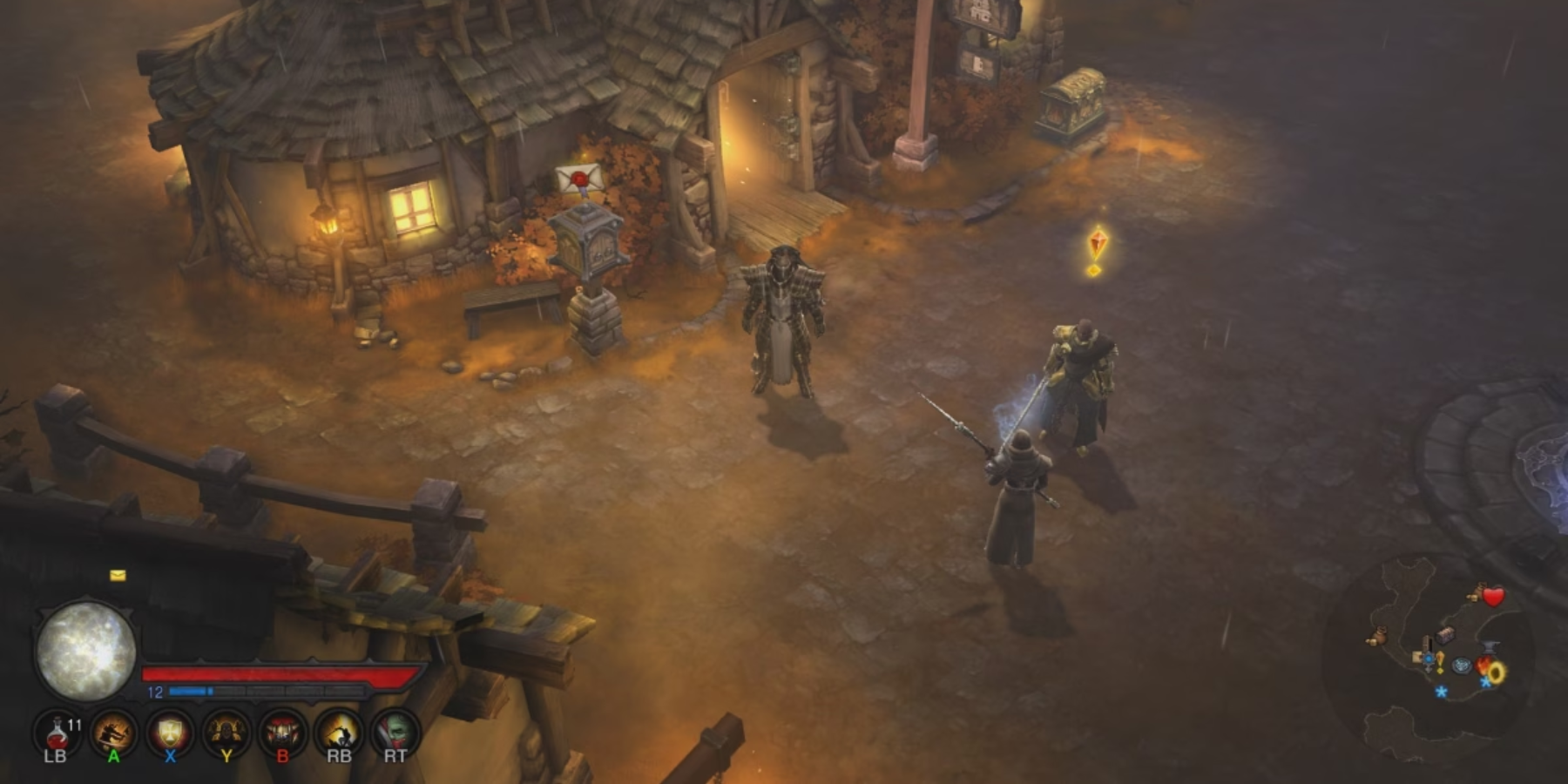 Character explores a village in Diablo Reaper of Souls