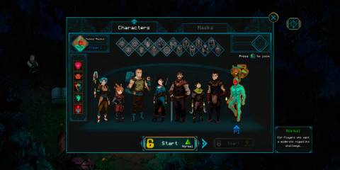 Character selection screen in Children Of Morta