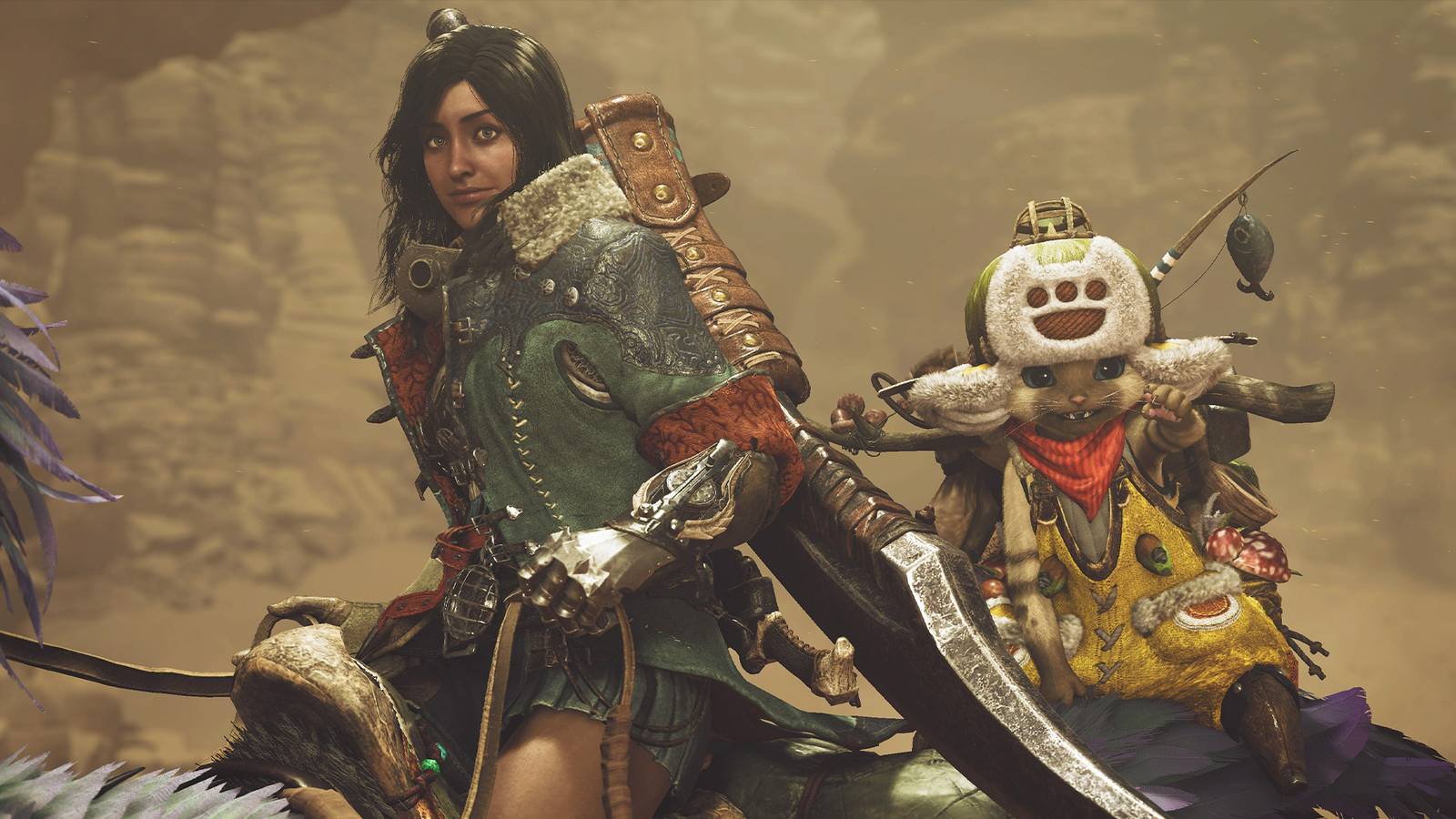 Character with Palico in Monster Hunter Wilds