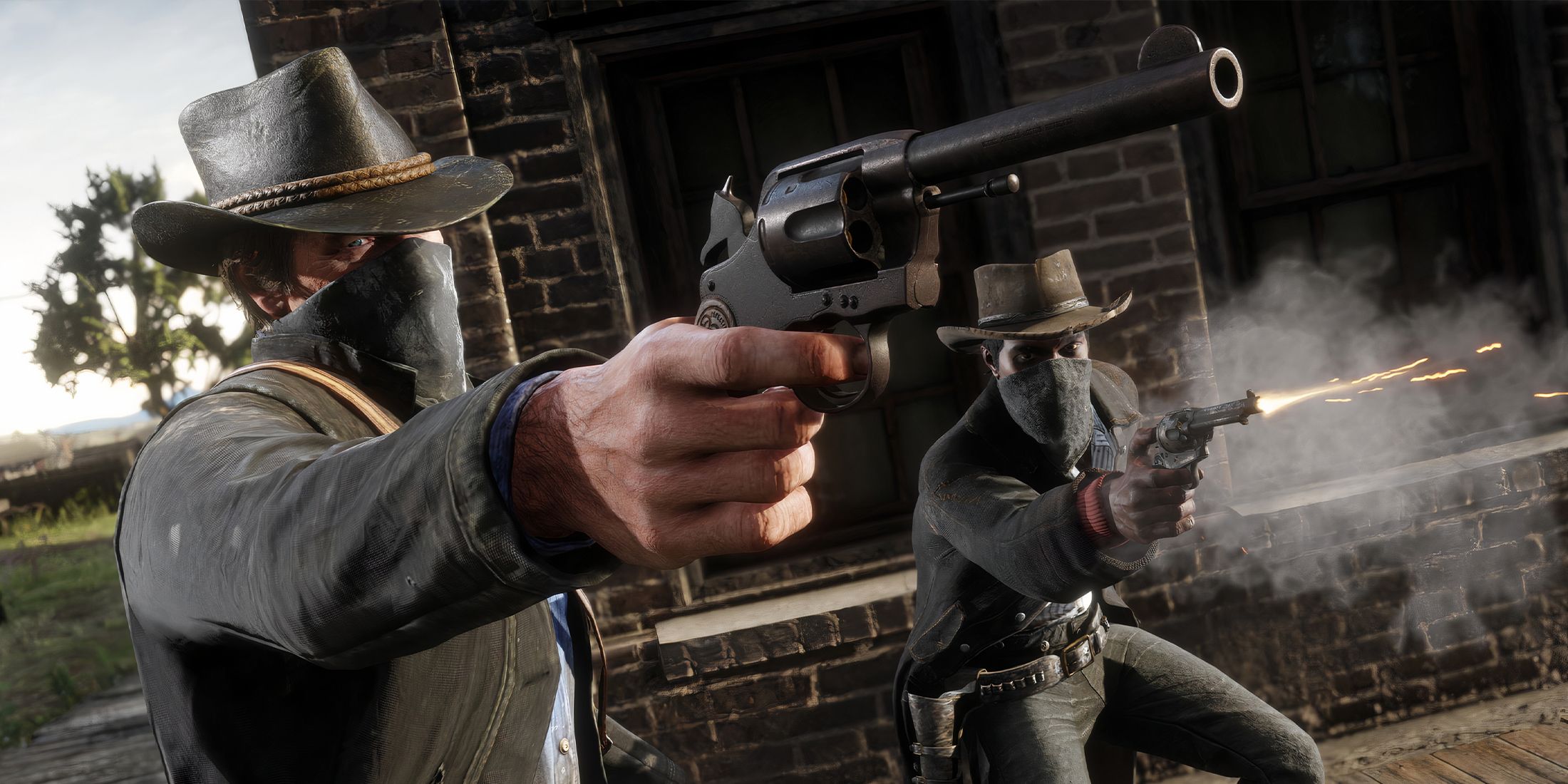 Characters firing weapons in Red Dead Redemption 2