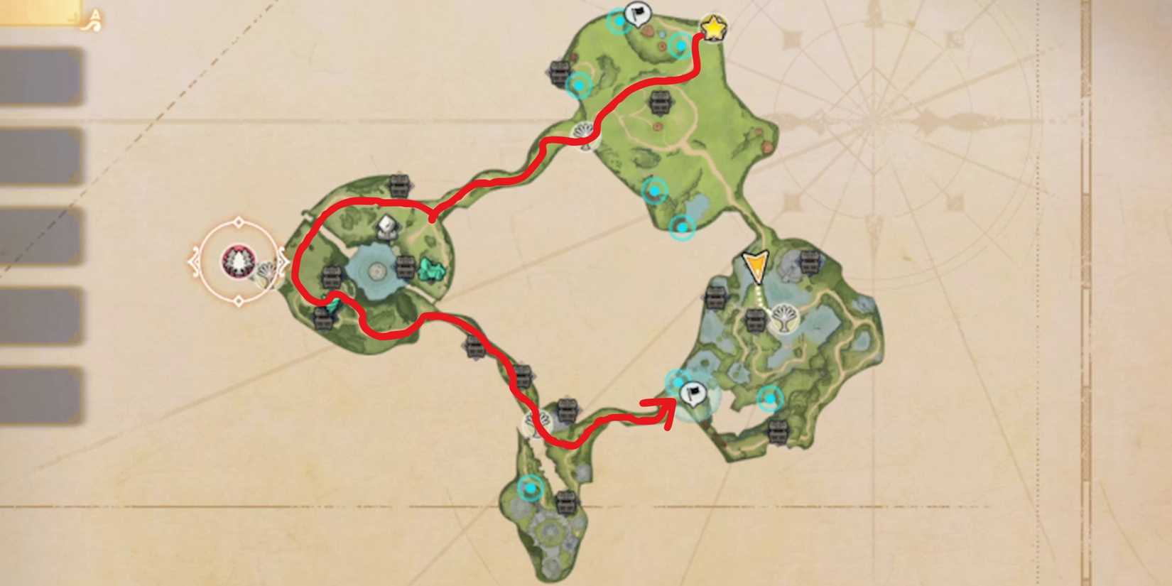 charred passage route to behind the scenery 1 solution in visions of mana