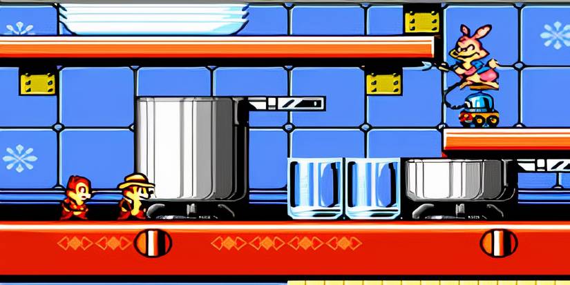 Chip N' Dale Rescue Rangers 2 nes kitchen battle scrolling scene
