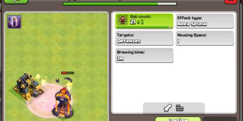 Clash of Clans Bat Spell next to a display of its stats