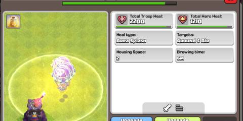 Clash of Clans Heal Spell next to a display of its stats