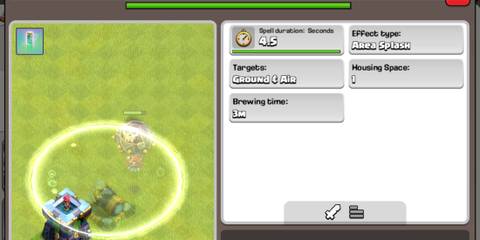 Clash of Clans Invisibility Spell next to a display of its stats
