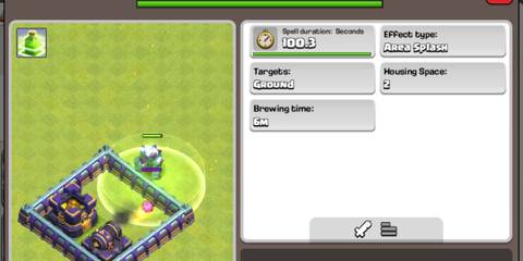 Clash of Clans Jump Spell next to a display of its stats