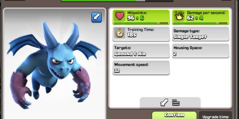 Clash of Clans Minion next to a display of its stats